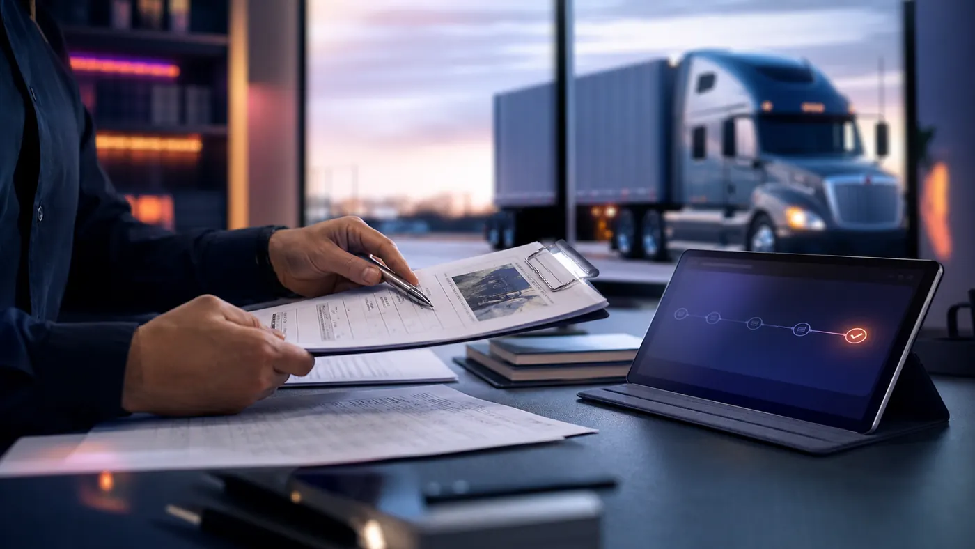 Freight documents being reviewed during shipment closeout