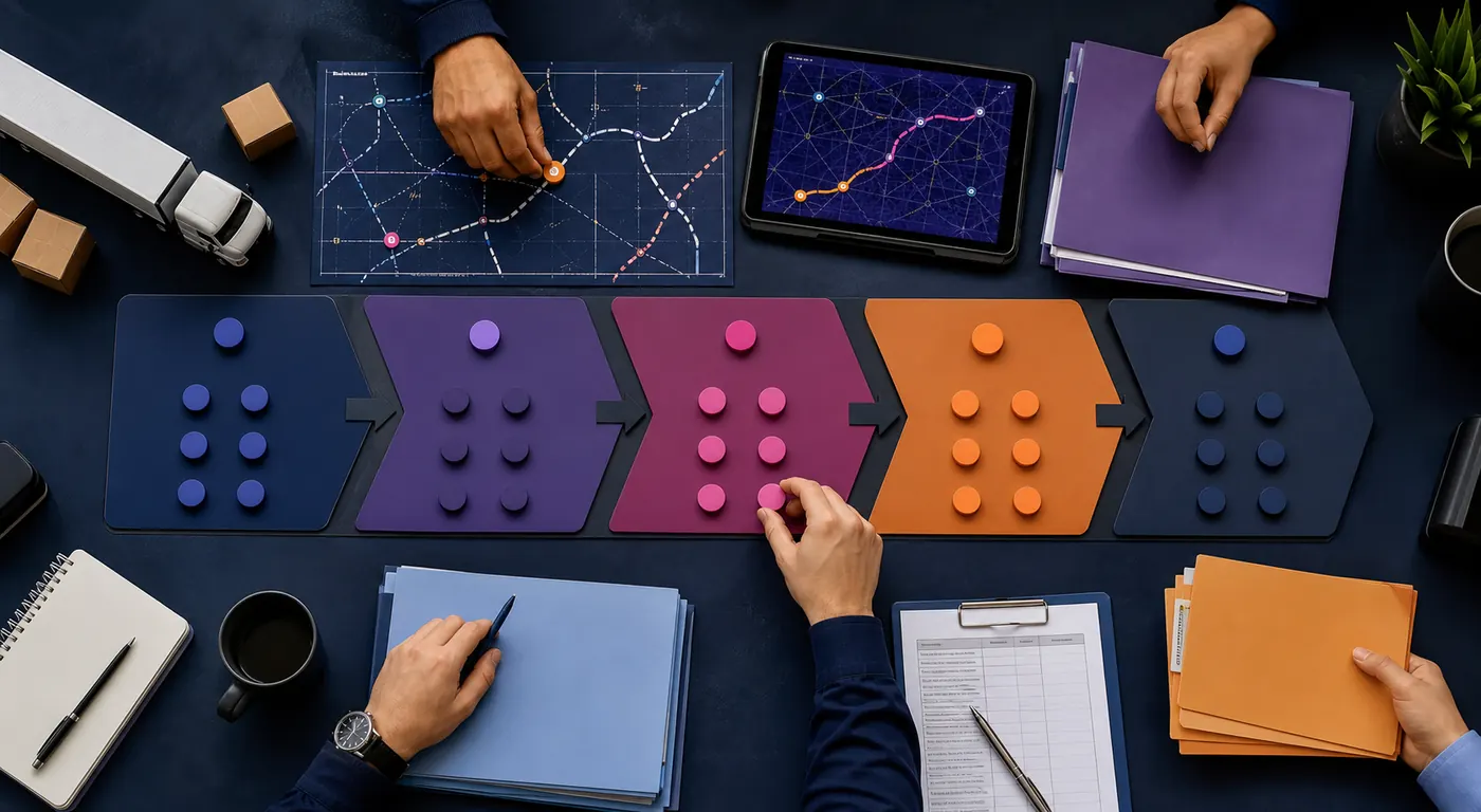 Organized five-stage logistics workflow
