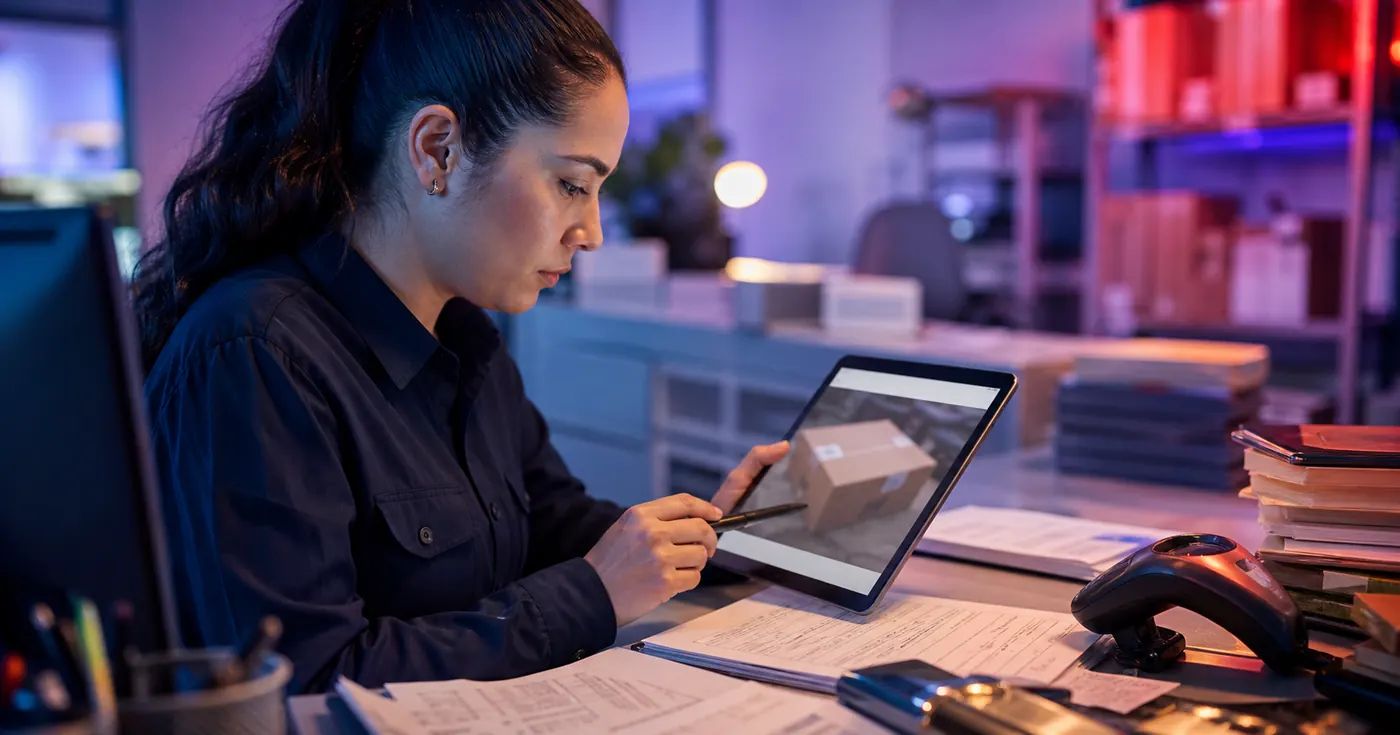 Billing specialist reviewing freight document quality