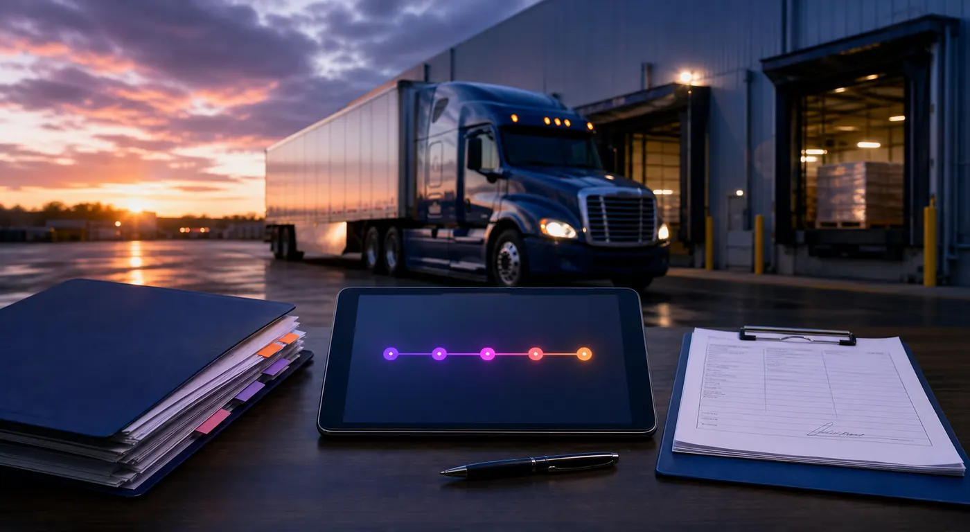 Freight workflow progressing from confirmation through delivery