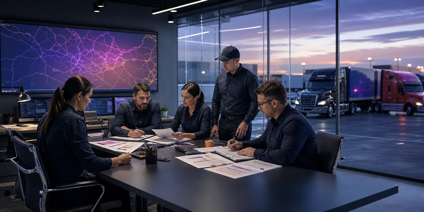 Logistics operations team coordinating carrier services